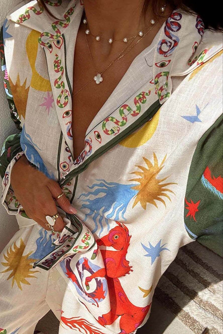 Satijnen Co-Ord Set met Print – Stijlvol & Comfortabel