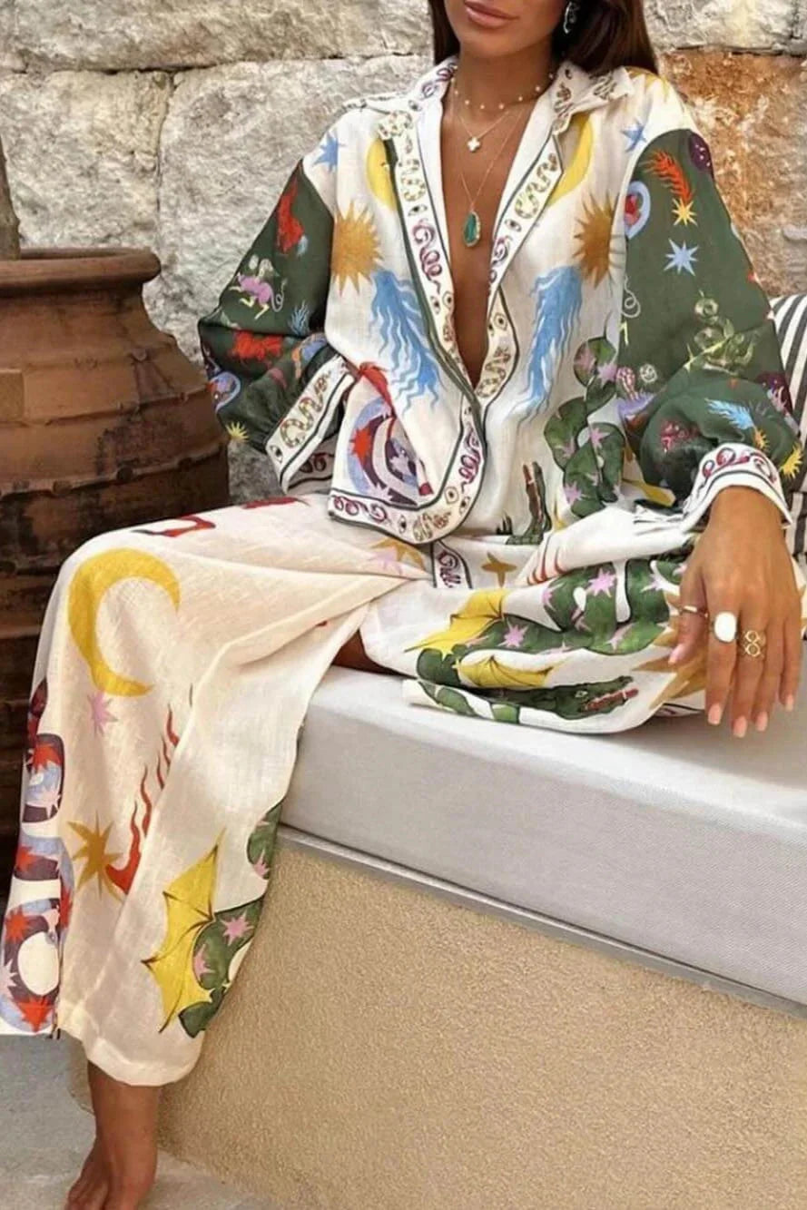 Satijnen Co-Ord Set met Print – Stijlvol & Comfortabel