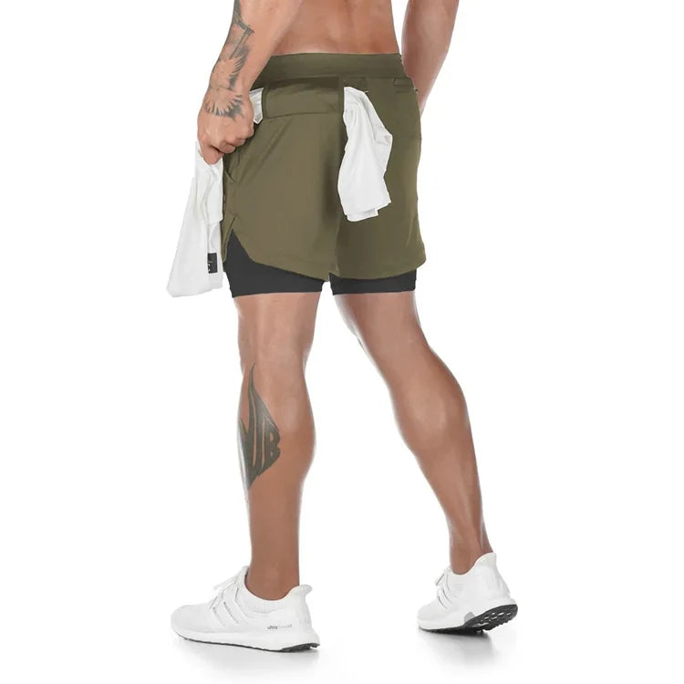 2-in-1 Hardloopshorts voor Heren met Compressiebroek en Ritszak
