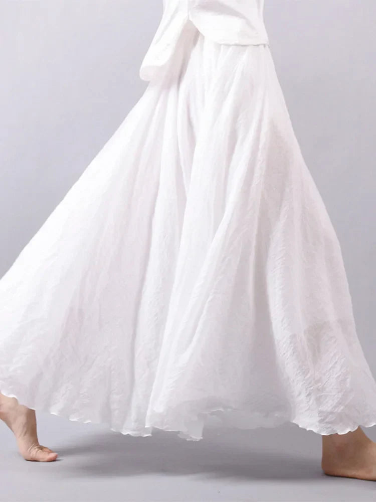 Linnen Maxirok met Hoge Taille voor Dames