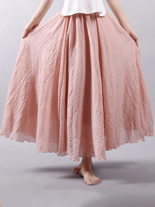 Linnen Maxirok met Hoge Taille voor Dames