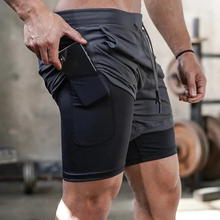 2-in-1 Hardloopshorts voor Heren met Compressiebroek en Ritszak