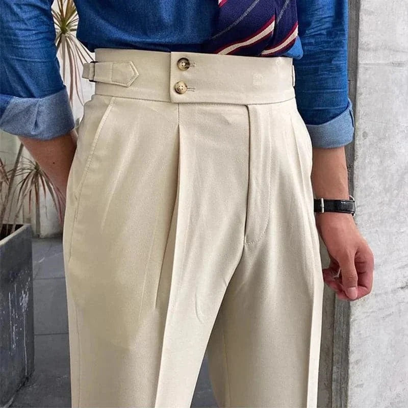 Elegante Italiaanse Herenpantalon met Dubbele Knopen