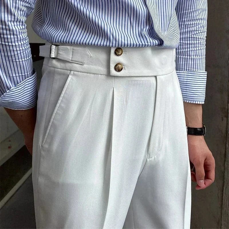 Elegante Italiaanse Herenpantalon met Dubbele Knopen