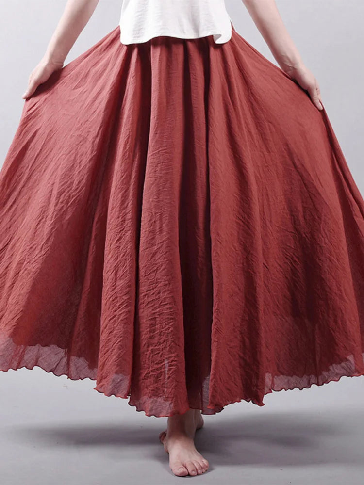 Linnen Maxirok met Hoge Taille voor Dames