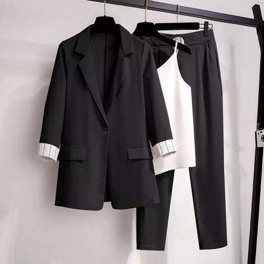 Stijlvolle Drie-Delige Dames Set met Elegante Blazer