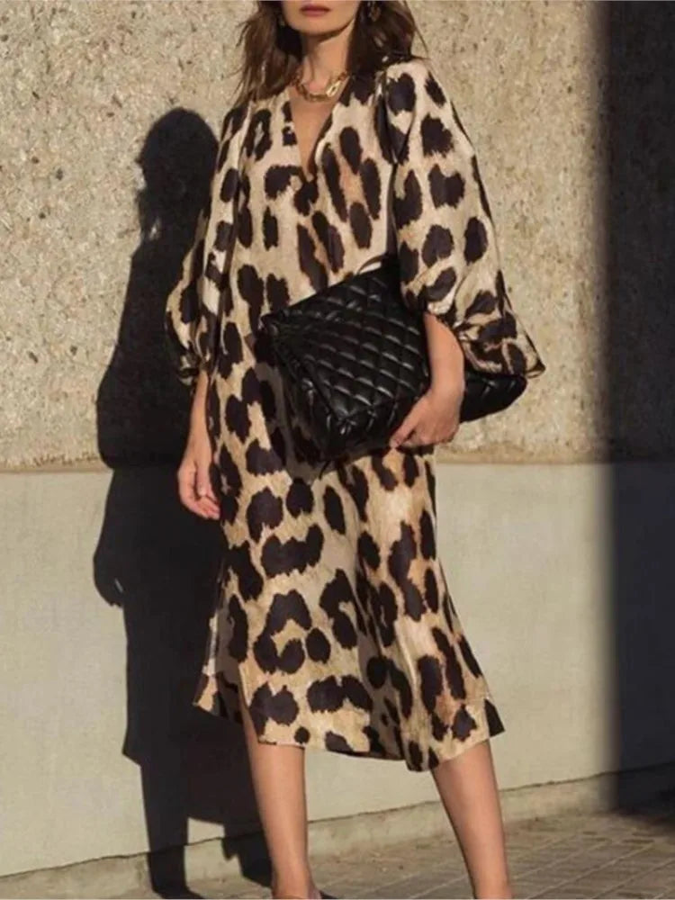 Women’s Summer Dress – Elegant Leopard Print