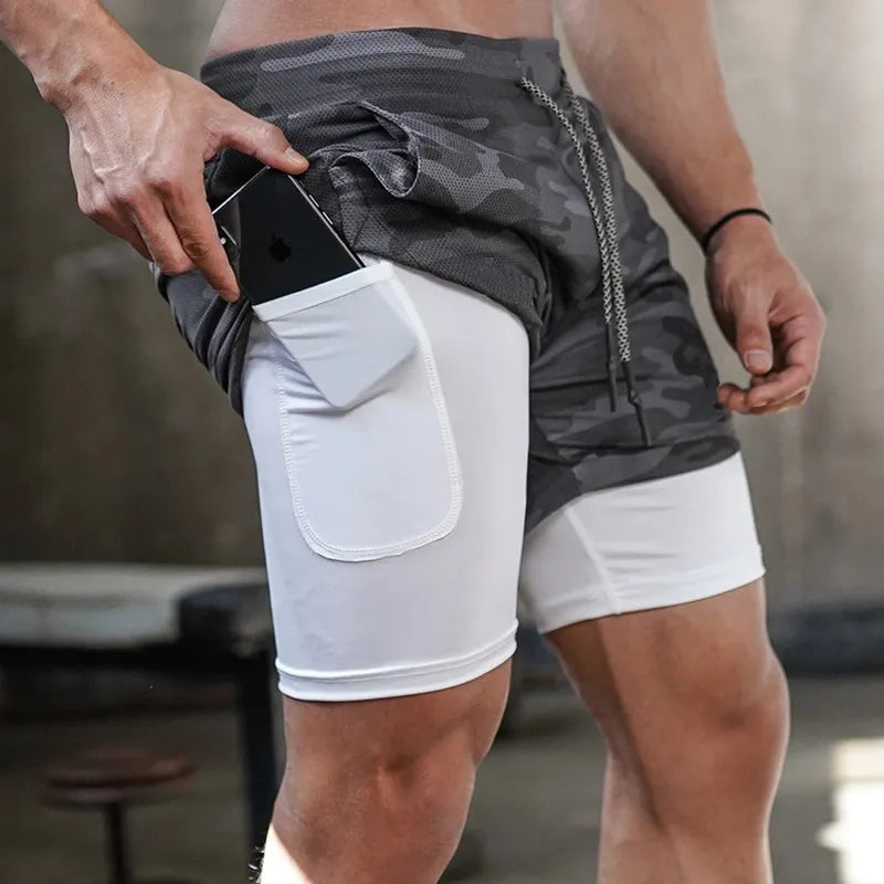 2-in-1 Hardloopshorts voor Heren met Compressiebroek en Ritszak