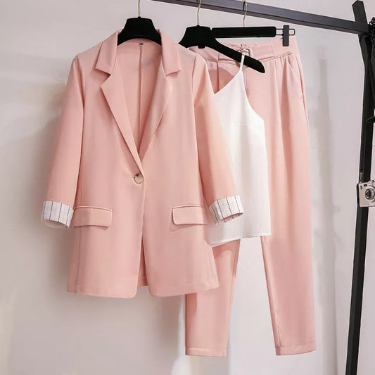 Stijlvolle Drie-Delige Dames Set met Elegante Blazer