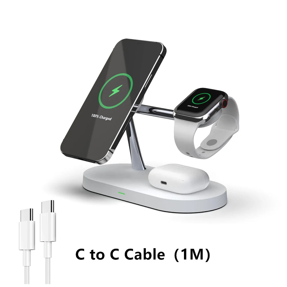 3-in-1 Draadloos Oplaadstation - iPhone, Apple Watch & AirPods Snellader-Novormo