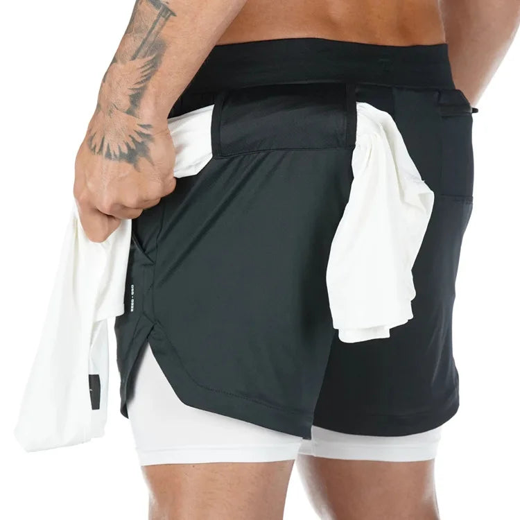 2-in-1 Hardloopshorts voor Heren met Compressiebroek en Ritszak