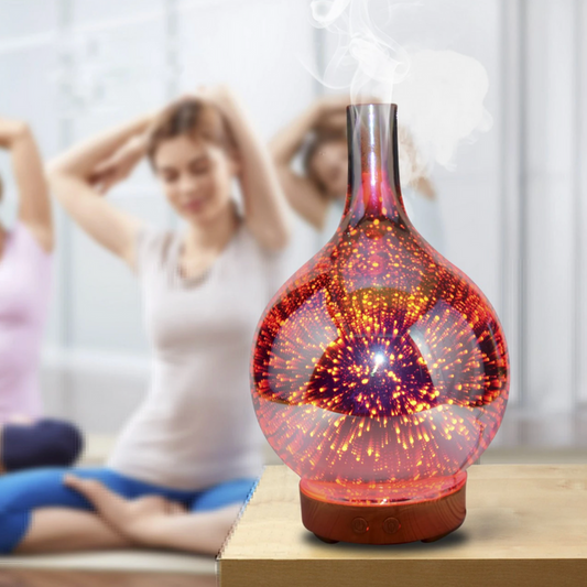 3D Glas Vaas Aroma Diffuser met LED Verlichting – Essentiële Olieverstuiver
