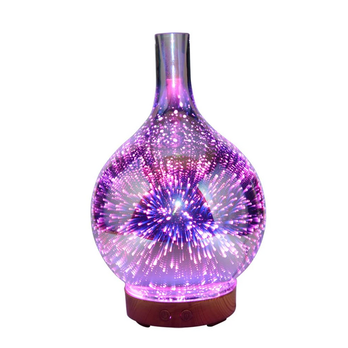 3D Glas Vaas Aroma Diffuser met LED Verlichting – Essentiële Olieverstuiver