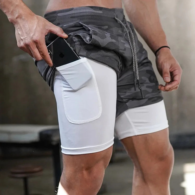 2-in-1 Hardloopshorts voor Heren met Compressiebroek en Ritszak