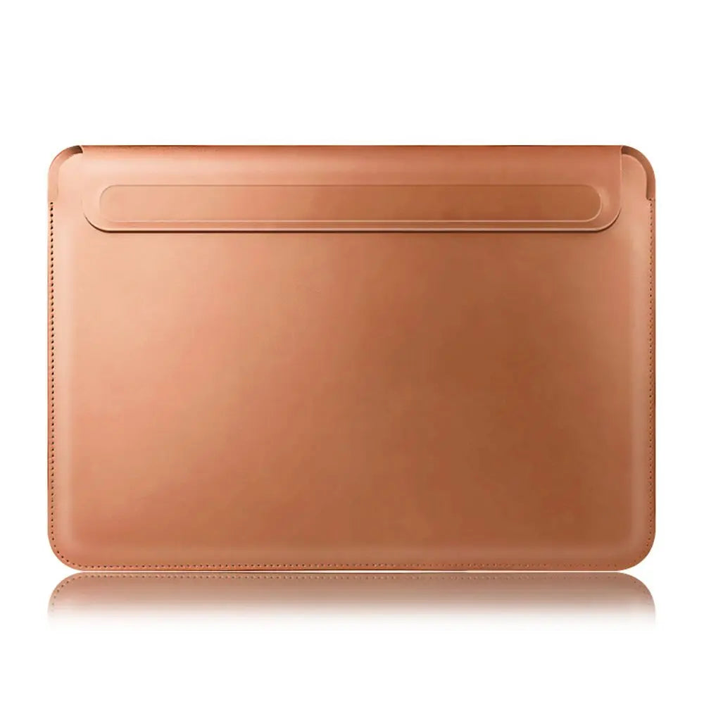 Luxe Leren Laptop Sleeve met Magnetische Sluiting & Standaard-Novormo