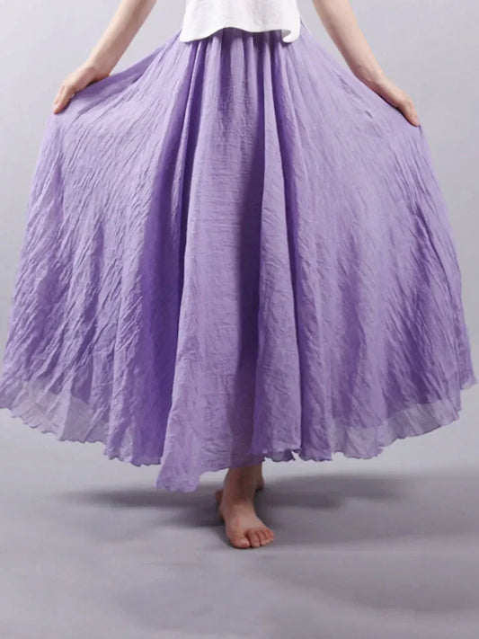 Linnen Maxirok met Hoge Taille voor Dames