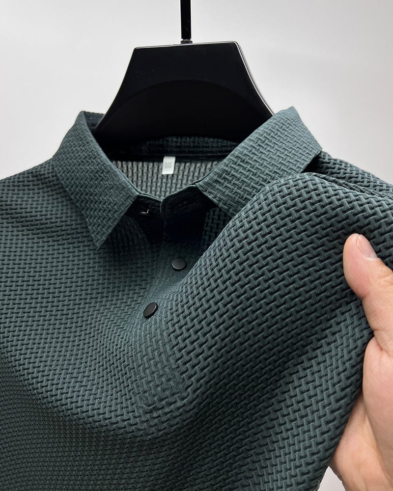 Textuurgebreide Polo voor Heren – Slim Fit & Verfijnde Look