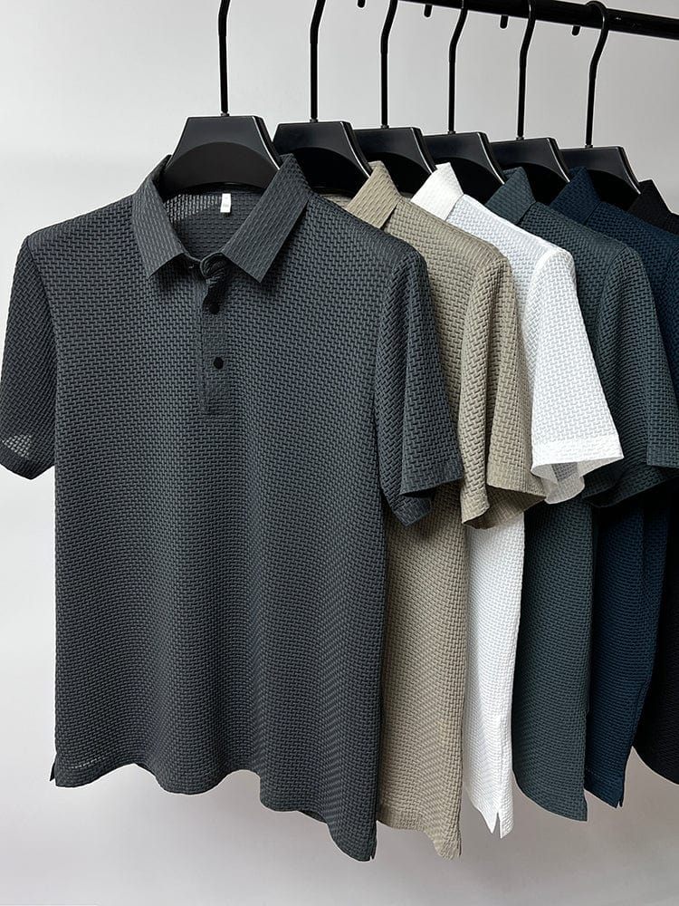 Textuurgebreide Polo voor Heren – Slim Fit & Verfijnde Look