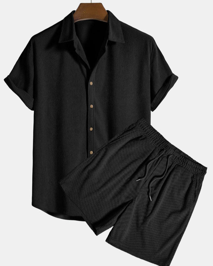 Stijlvolle Corduroy Zomerset voor Heren met Shirt en Korte Broek