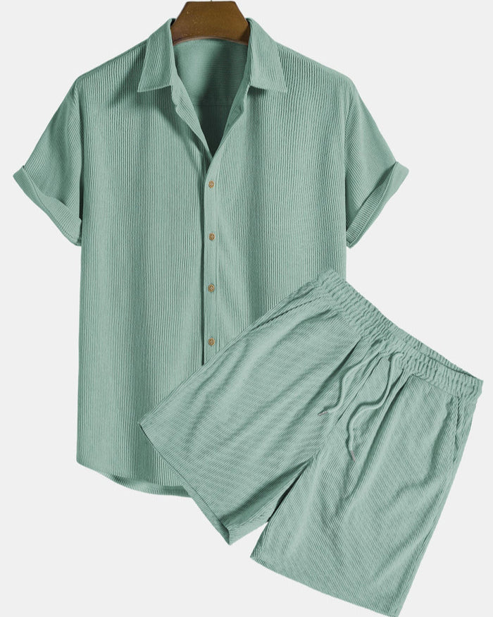 Stijlvolle Corduroy Zomerset voor Heren met Shirt en Korte Broek