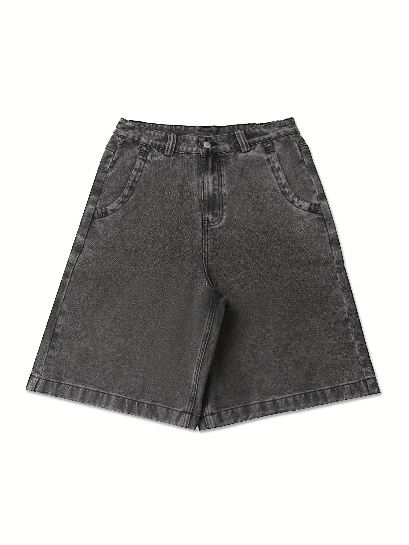 Casual Bermuda Denim Shorts – Loose Fit with Stylish Floral Embroidery