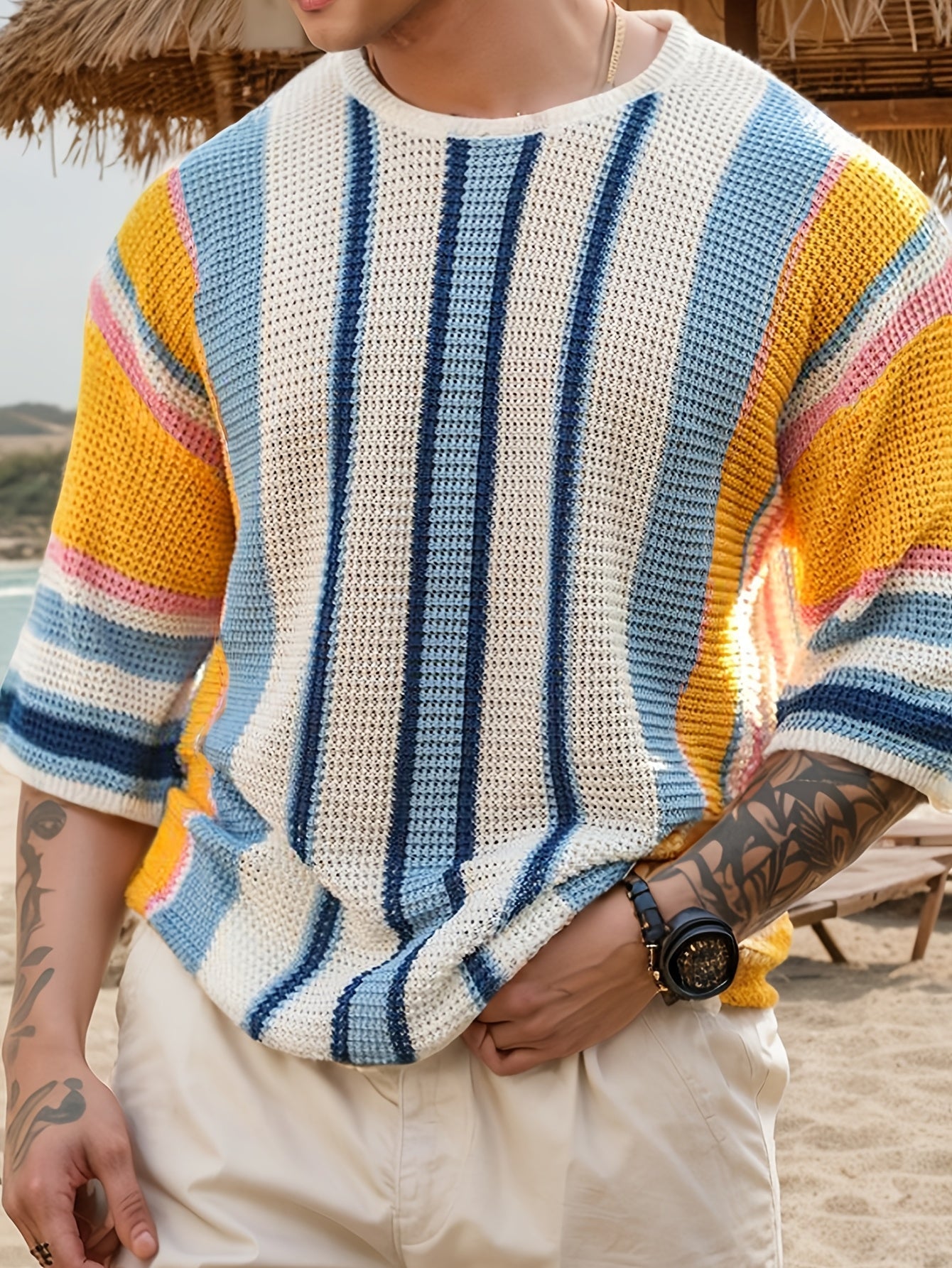 Casual Striped Knit Sweater – Comfortable & Breathable