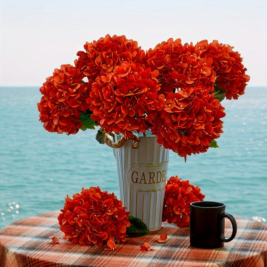 Herfsthortensia Set van 5 – Levendige Kunstbloemen 50 cm