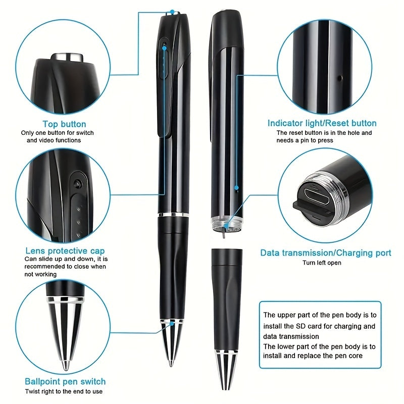 Discrete Mini Camera Pen met 1080p HD-opname voor onderweg
