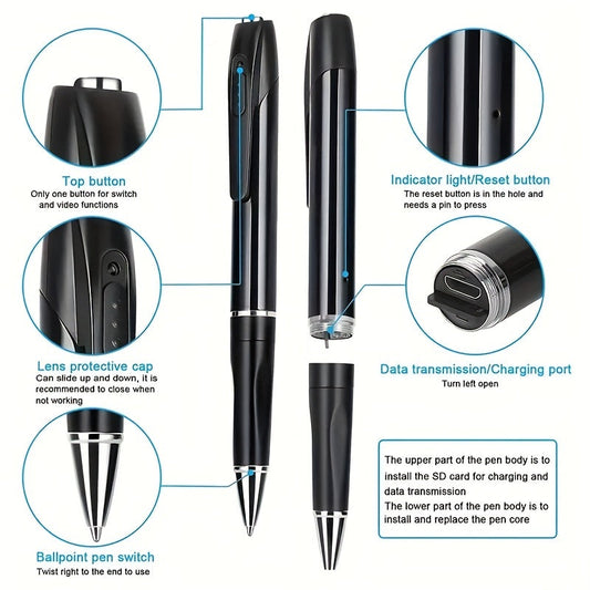 Discrete Mini Camera Pen met 1080p HD-opname voor onderweg