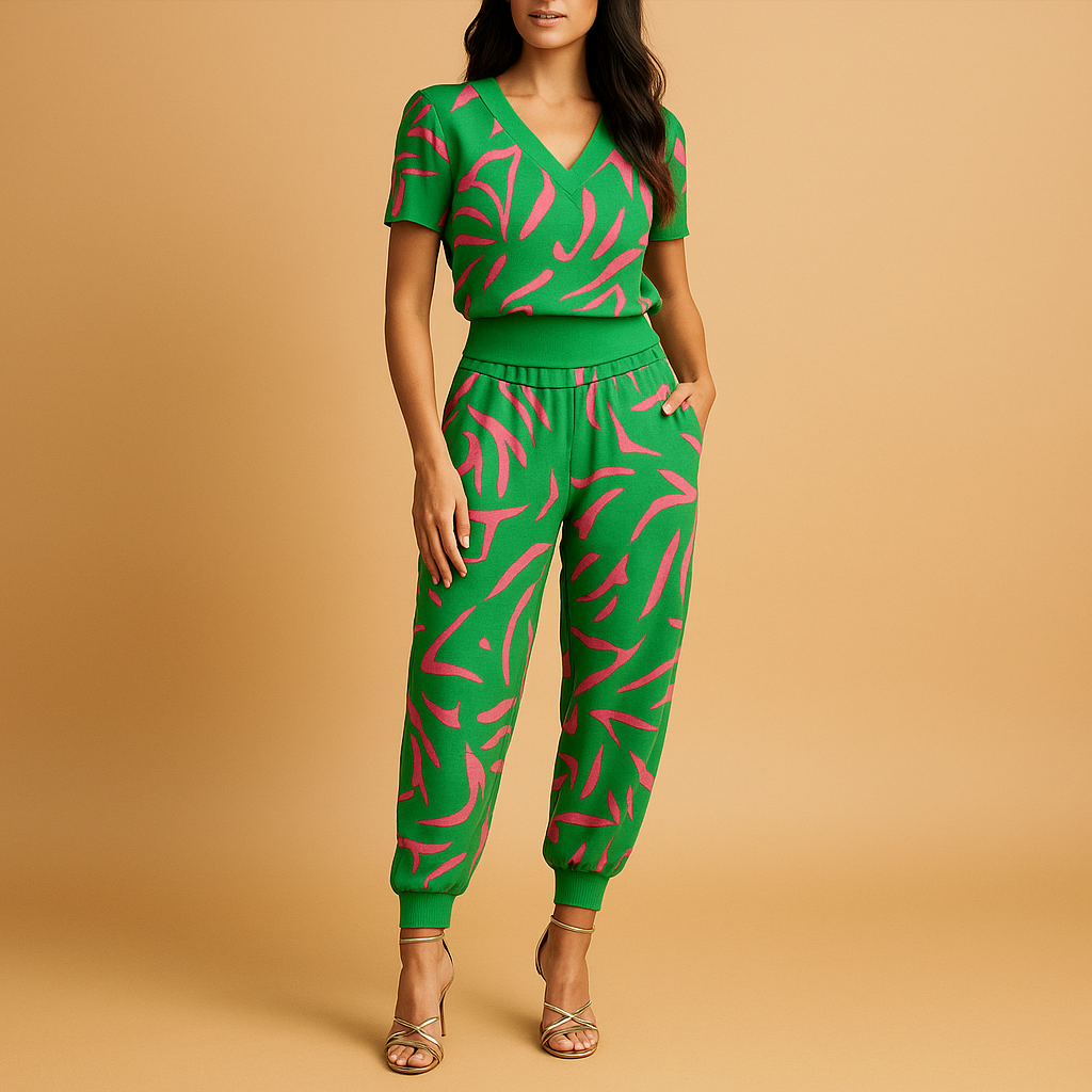Dames set met bloemenprint – top en broek