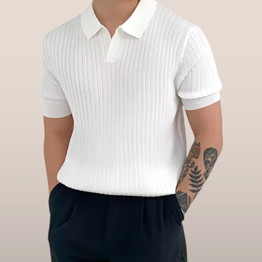 Luchtig Geribd Poloshirt met Korte Mouwen voor Heren – Zomerse Look