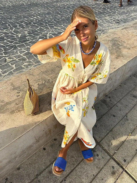 Elegante Dames Zomerjurk met Bloemenprint