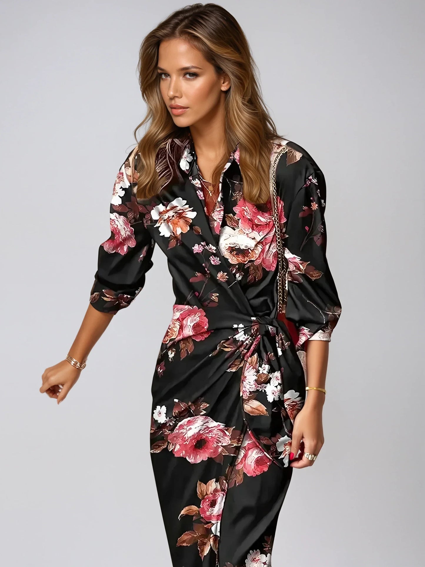 Gestreepte Wikkeljurk Dames – Levendige & Chic Zomerjurk met Tailleband