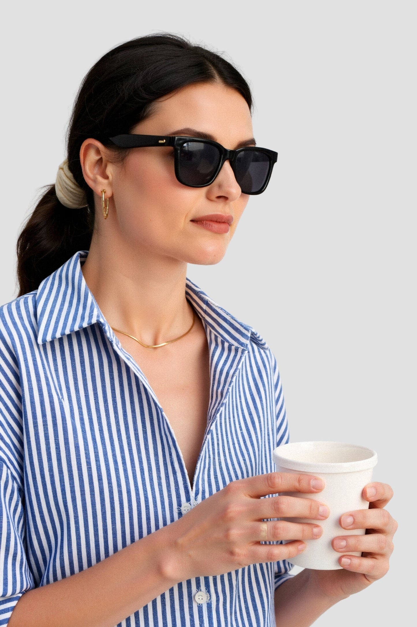 Katoenen Damesblouse met Verticale Strepen