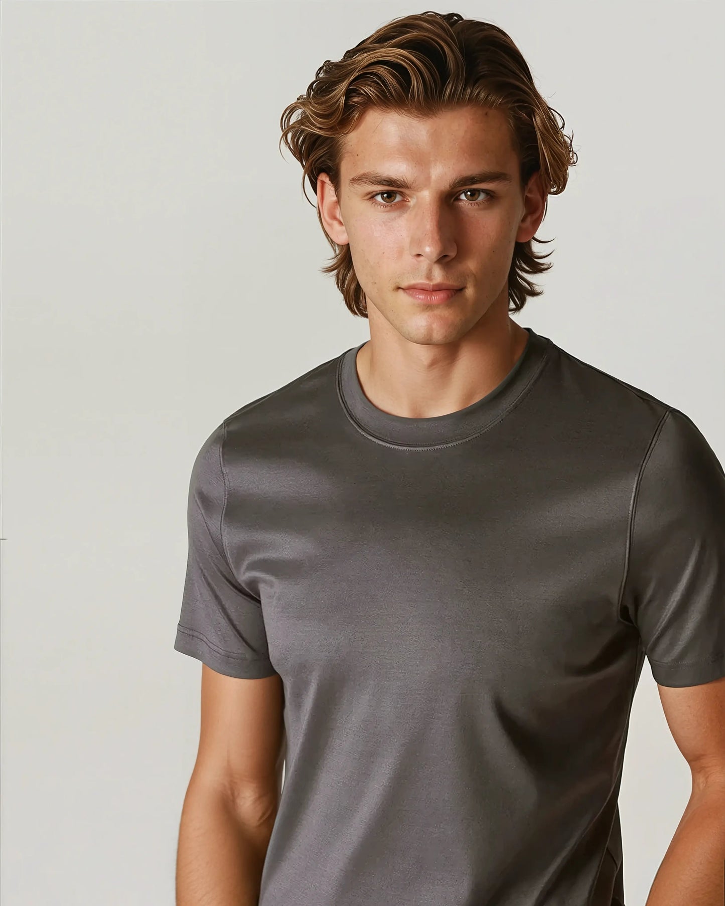Donkerbruin heren T-shirt van Supima katoen