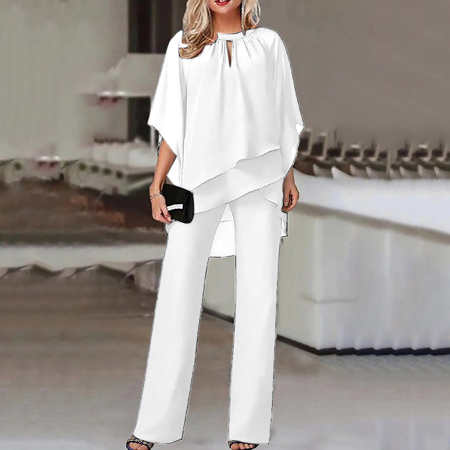 Elegante Tweedelige Feestset Dames – Top met Rok in Glanzende Stof