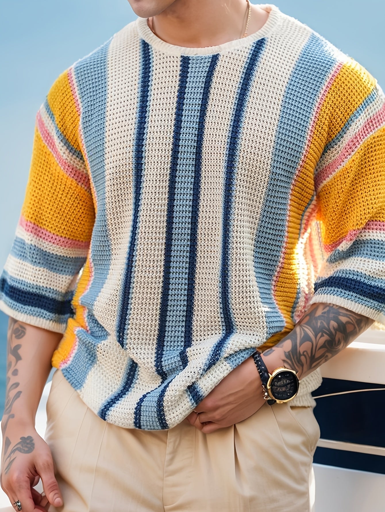Casual Striped Knit Sweater – Comfortable & Breathable
