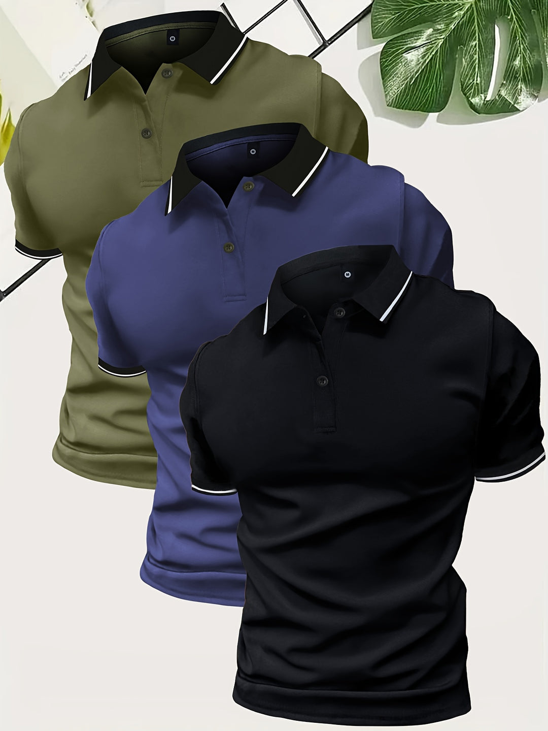Set van 3 heren polo shirts – ademend en comfortabel voor zomer en lente