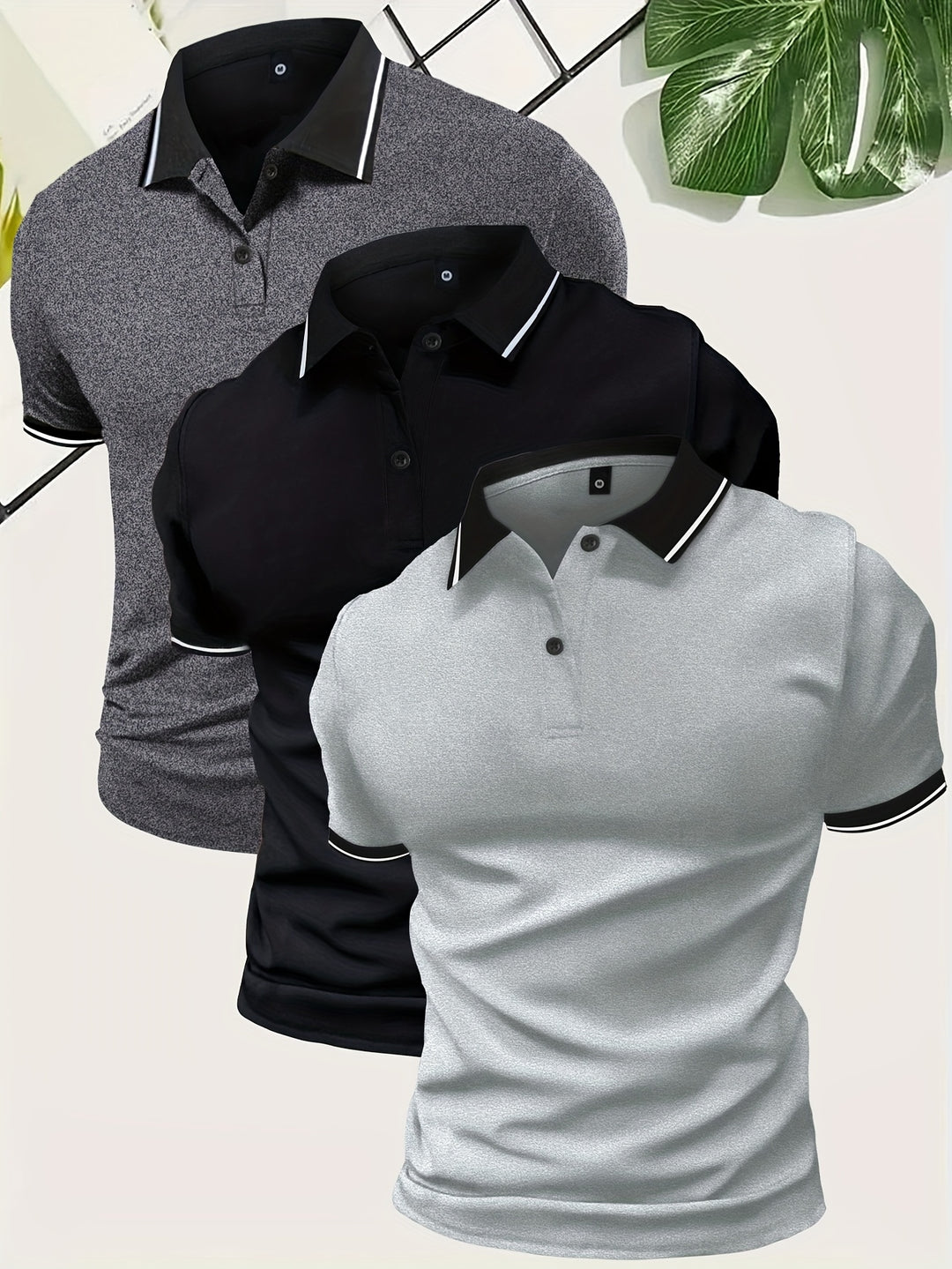 Set van 3 heren polo shirts – ademend en comfortabel voor zomer en lente