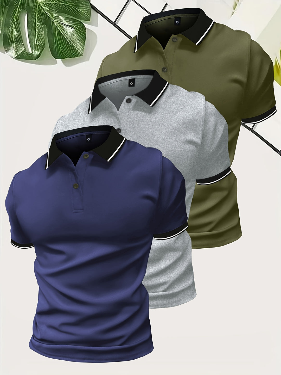 Set van 3 heren polo shirts – ademend en comfortabel voor zomer en lente