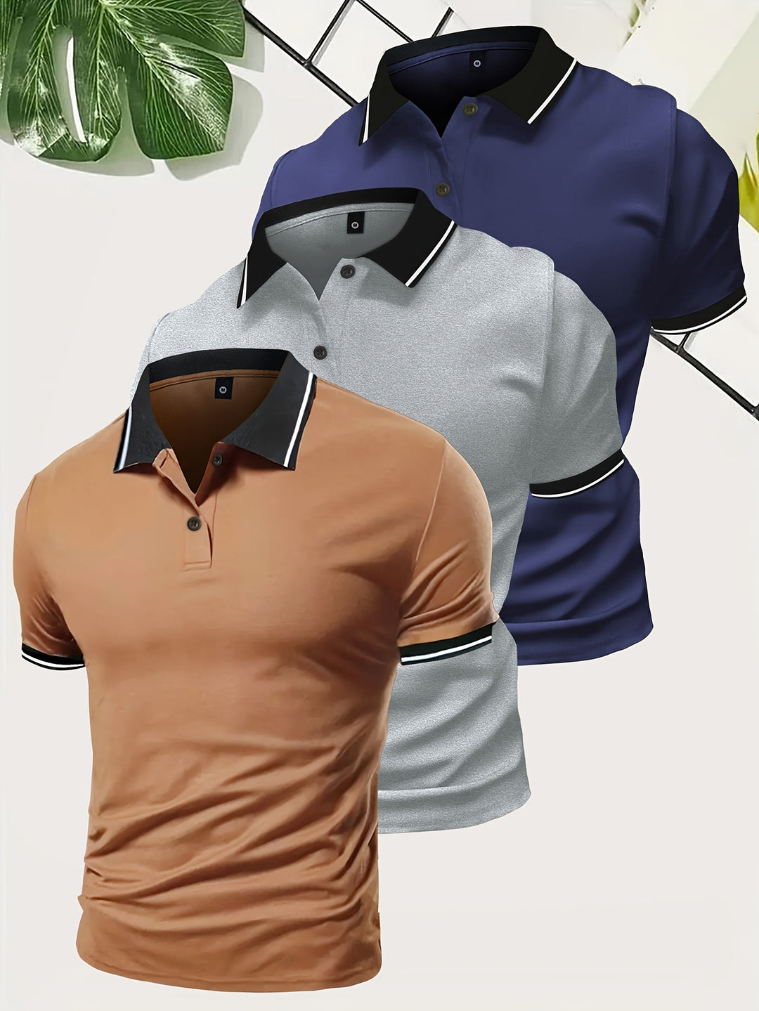 Set van 3 heren polo shirts – ademend en comfortabel voor zomer en lente