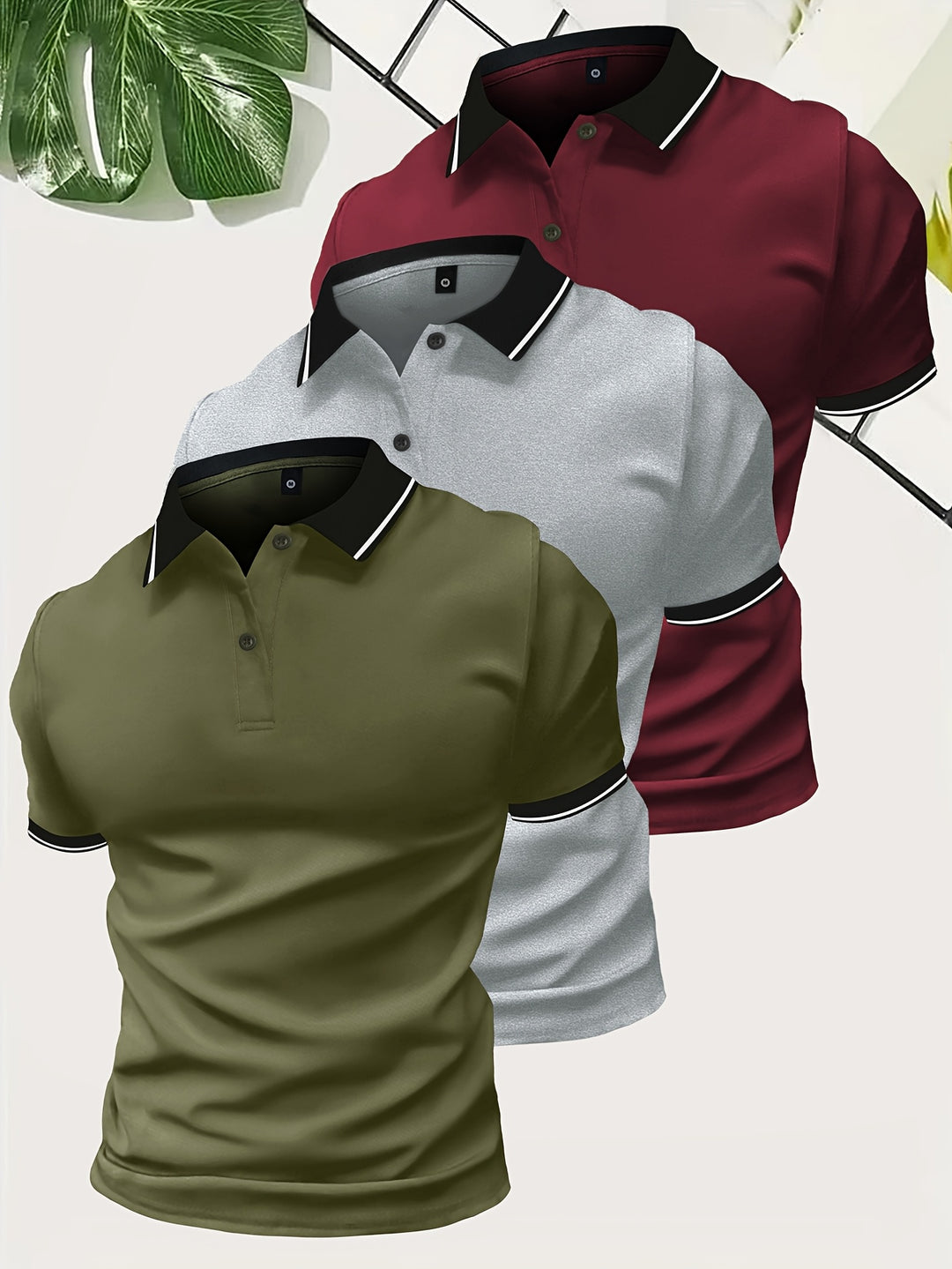 Set van 3 heren polo shirts – ademend en comfortabel voor zomer en lente