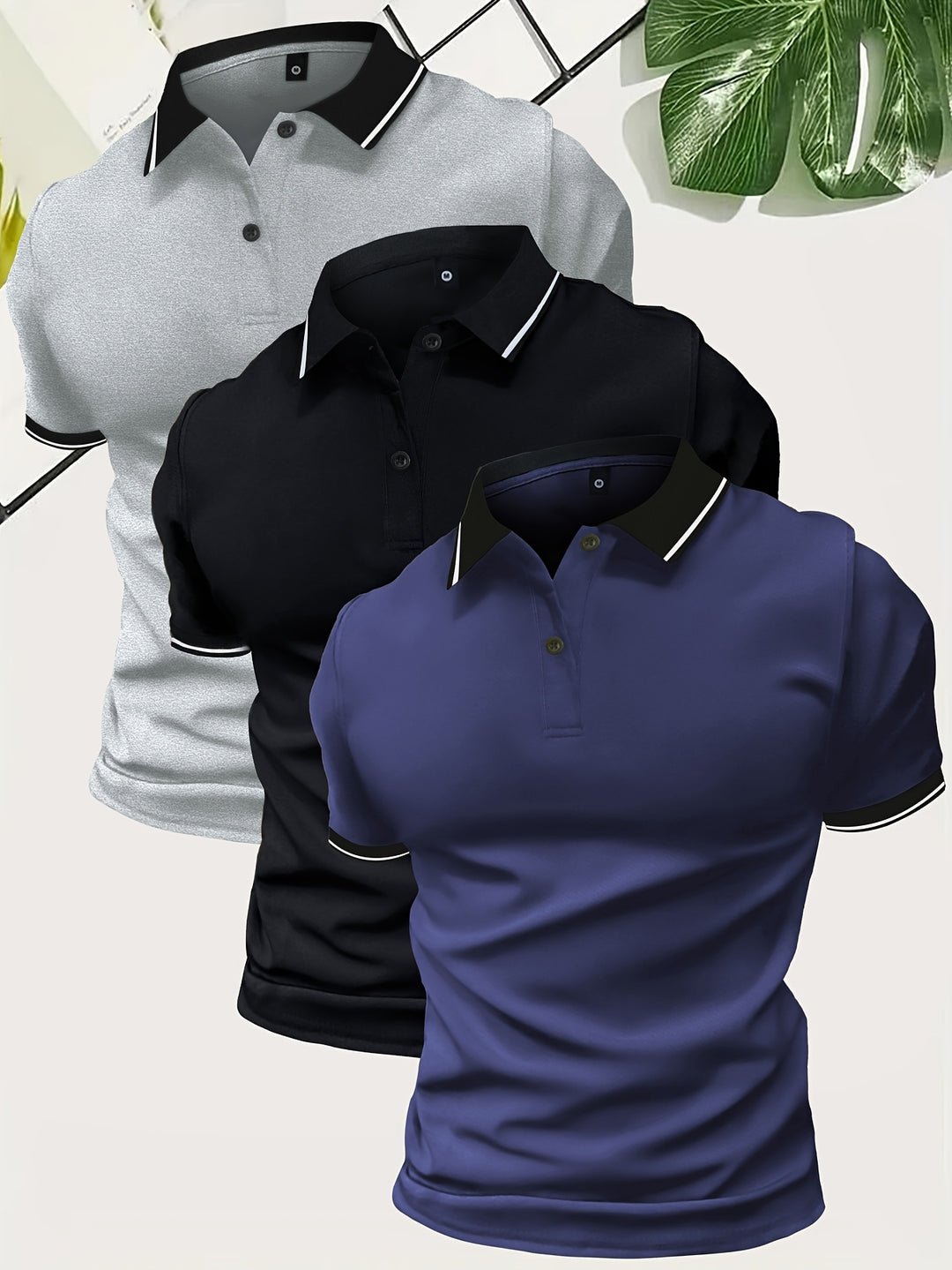 Set van 3 heren polo shirts – ademend en comfortabel voor zomer en lente