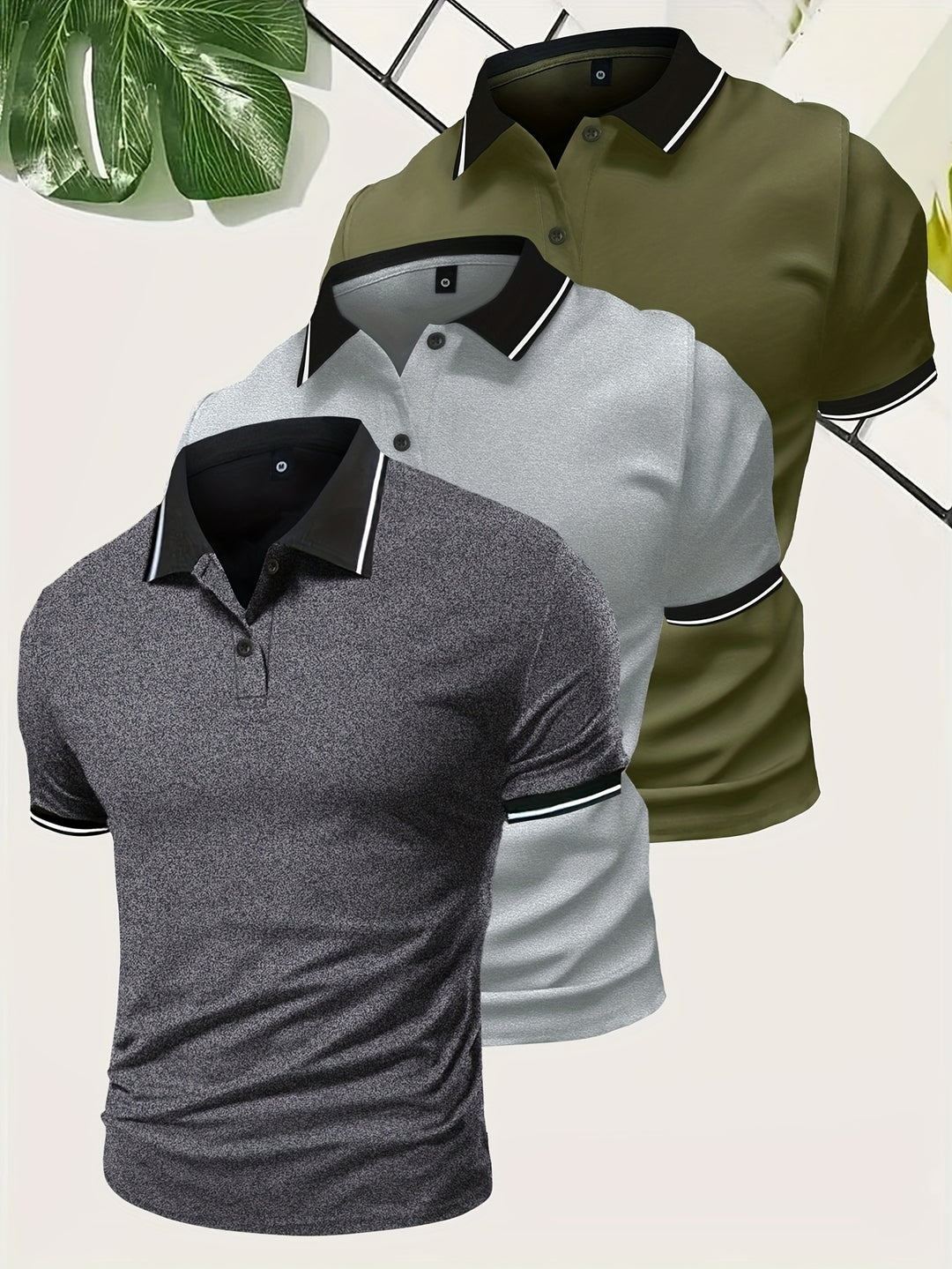Set van 3 heren polo shirts – ademend en comfortabel voor zomer en lente