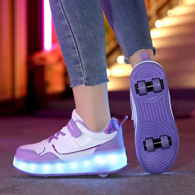 Kinder LED Rollerschoenen met Inklapbare Wielen en Lichtgevende Zool