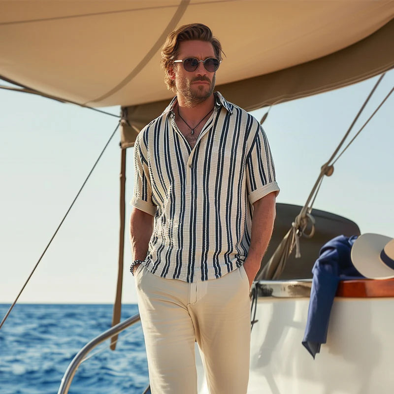Gestreept Heren Overhemd met Korte Mouwen – Licht en Stijlvol
