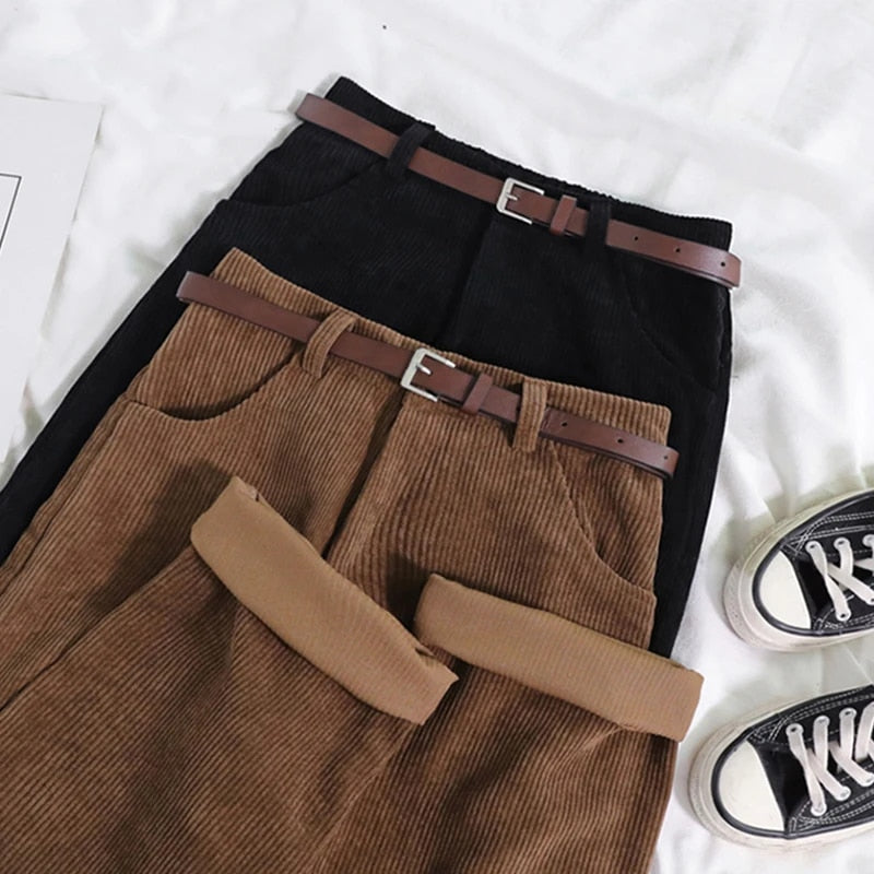 Geribbelde Corduroy Damesbroek met Comfortabele Pasvorm