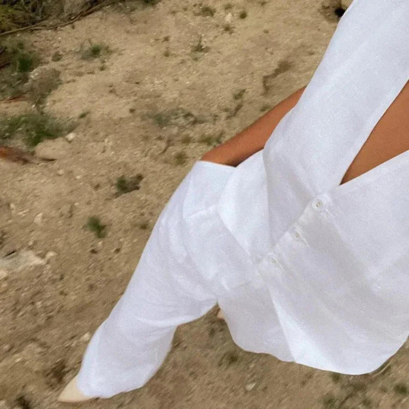 Linnen Dames Set – Gilet & Wijde Broek voor de Zomer