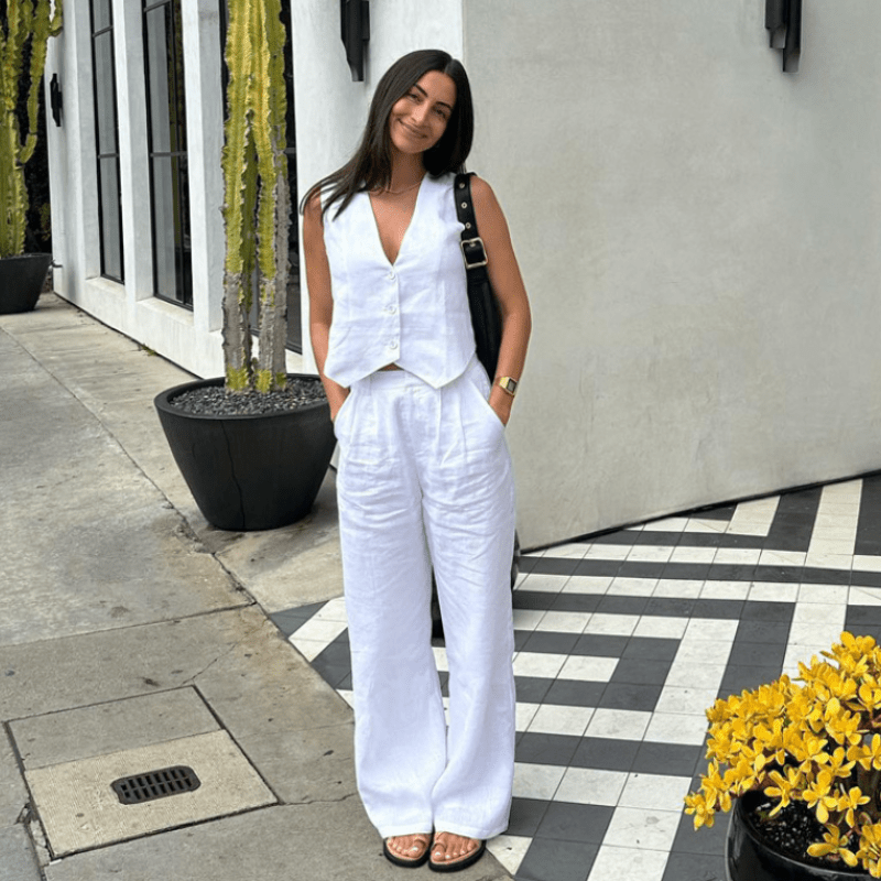 Linnen Dames Set – Gilet & Wijde Broek voor de Zomer