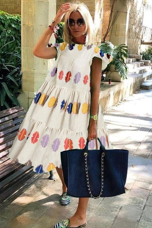 Zomerse Damesjurk met Bloemenprint en Losvallende Pasvorm